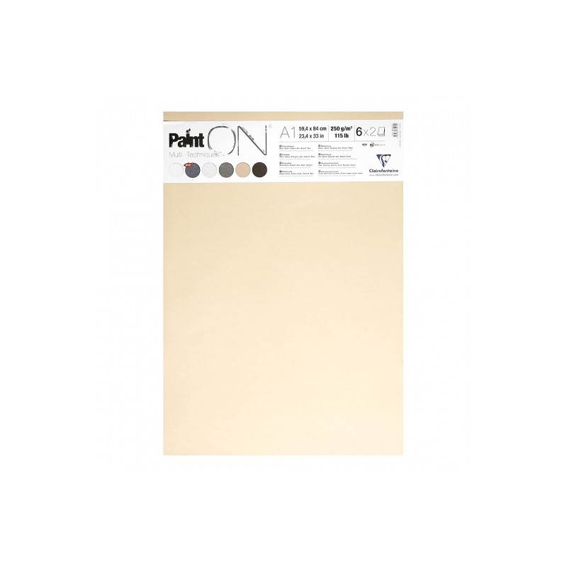 Clairefontaine paint on paper 6 colors A1 250g 12 sheets