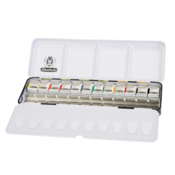Schmincke akademie set of watercolor 12 semi-cubes 24 slots in a casse