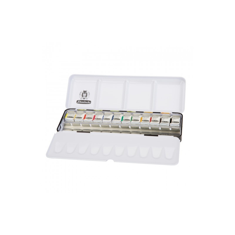 Schmincke akademie set of watercolor 12 semi-cubes 24 slots in a casse