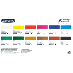 Schmincke akademie set of watercolor 12 semi-cubes 24 slots in a casse
