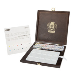 Schmincke horadam a set of watercolors 24 semi-cubes wooden box