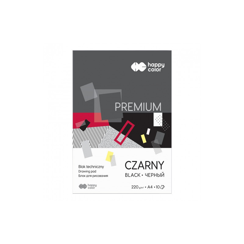 Happy Color blok techniczny premium czarny 220g 10ark - sklep plastycz