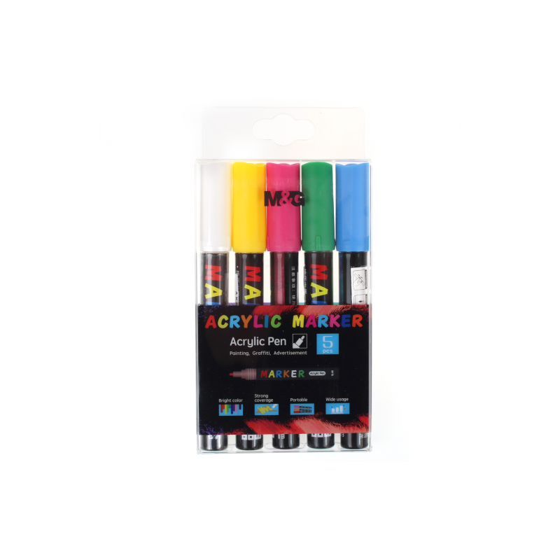 M&G set of acrylic markers 2 mm 5 pcs