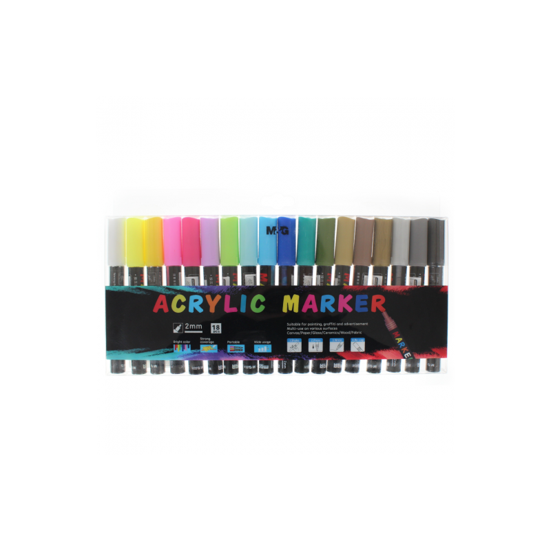 M&G set of acrylic markers 2 mm 18 pcs