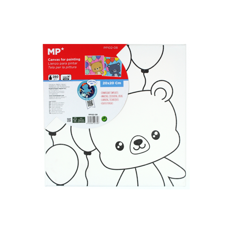 MP podobrazie z nadrukiem do kolorowanka 20x20 cm miś - sklep plastycz