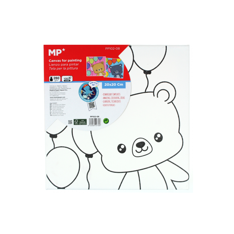 MP canvas with print 20x20cm teddy bear