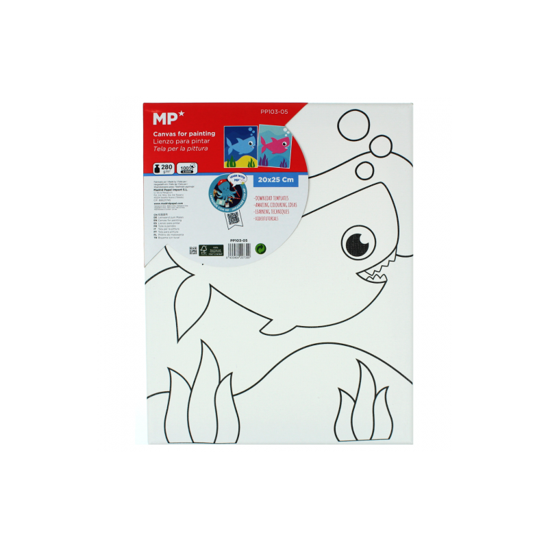 MP under the canvas with a print for coloring, 25x20 cm shark