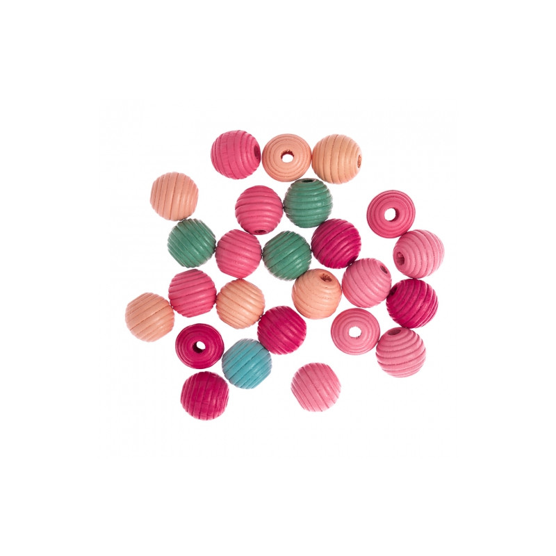 DP Craft drewniane koraliki frezowane 15mm 25 szt - sklep plastyczny -
