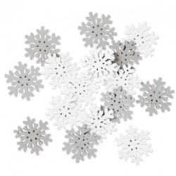 DP Craft self-adhesive wood snowflakes white&gray 16pcs
