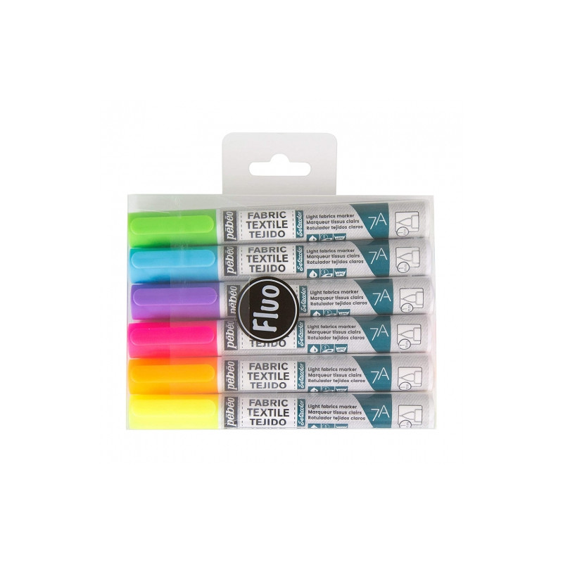 Pebeo set of fluo markers for light fabrics 6 pcs