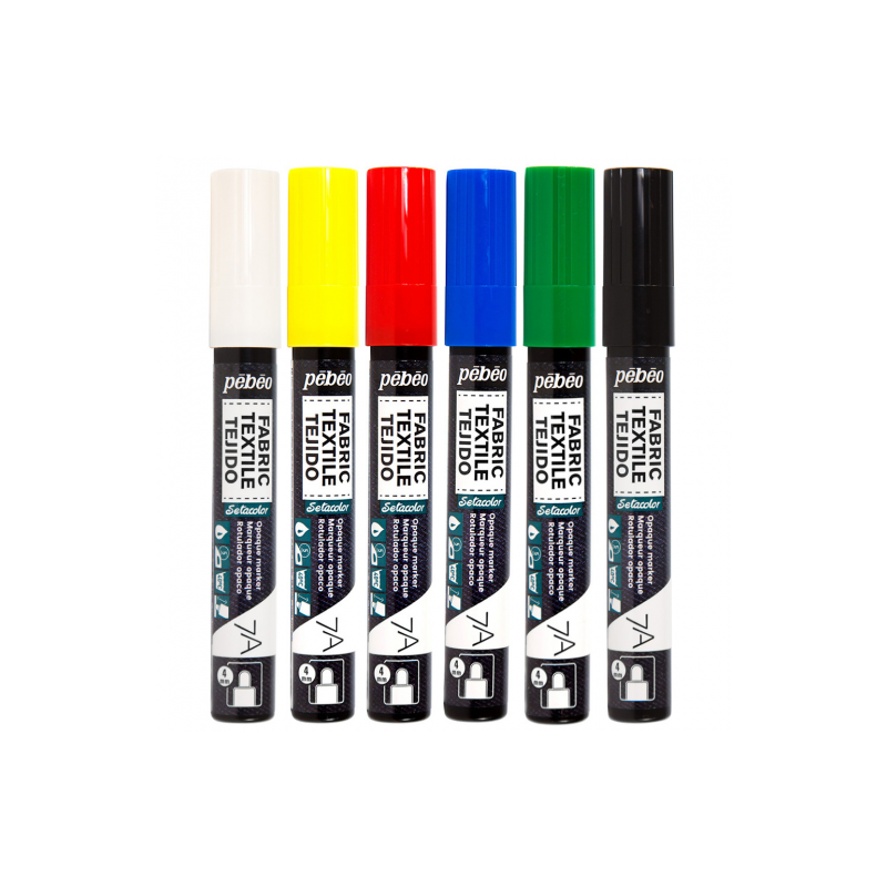 Pebeo setacolor 7A set of 6 pens of opaque markers