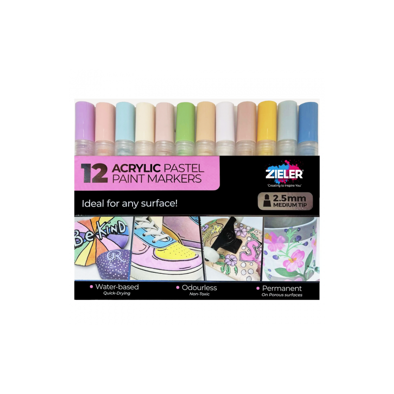 Zieler pastel set of 12 acrylic markers 2.5 mm