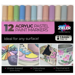 Zieler pastel zestaw 12 szt markerów akrylowych 1,5 mm - sklep plastyc