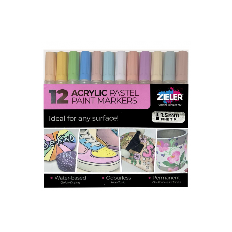 Zieler pastel set of 12 pcs of 1.5 mm acrylic markers