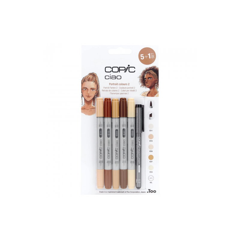 Copic ciao portrait colors 2 Set of 5 multiliner pens