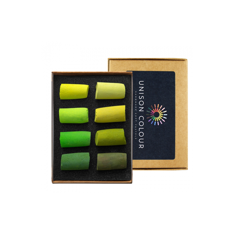 Unison Color green set of 8 dry semi-pastel sticks