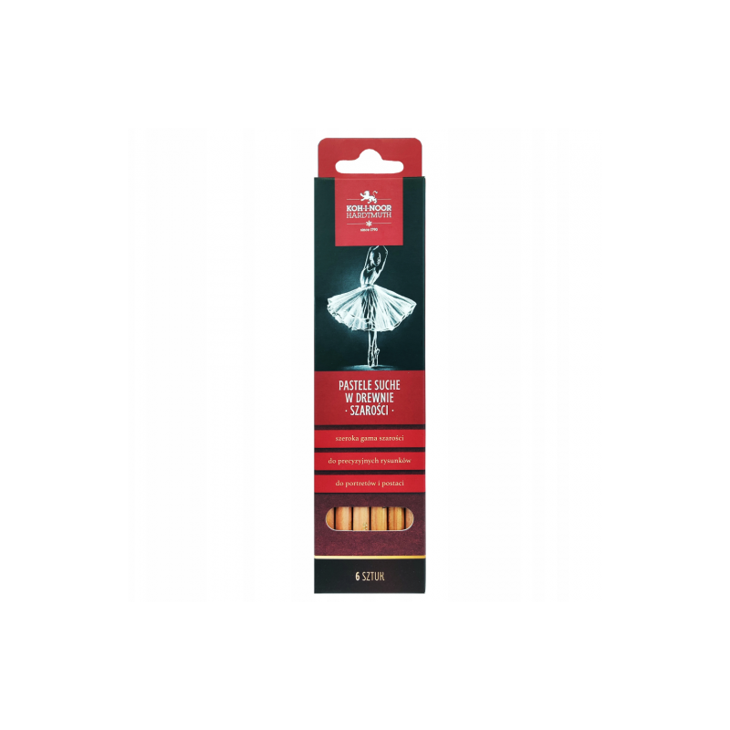 Koh-i-noor zestaw 6 szt pasteli suchych w kredce w odcieniach szarości
