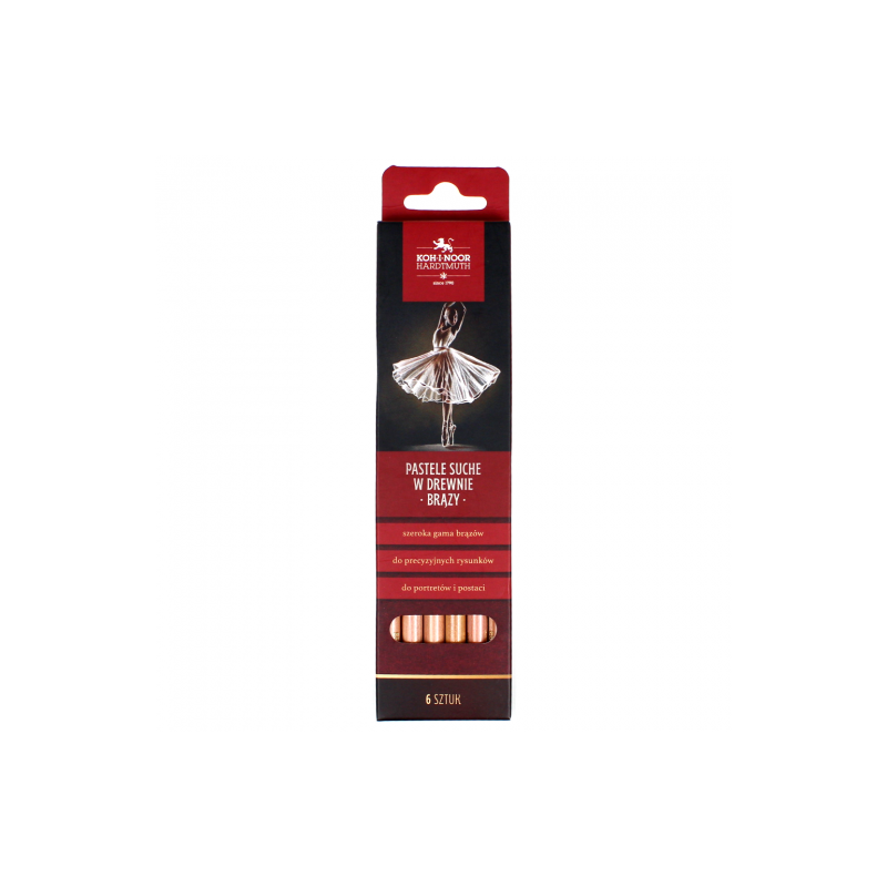 Koh-i-noor zestaw 6 szt pasteli suchych w kredce w odcieniach brązu -