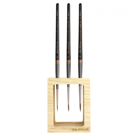 Da Vinci miniature maestro p.76 set of 3 brushes with a wooden stand