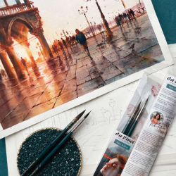 Da Vinci rabi alieva set of 2 watercolor brushes