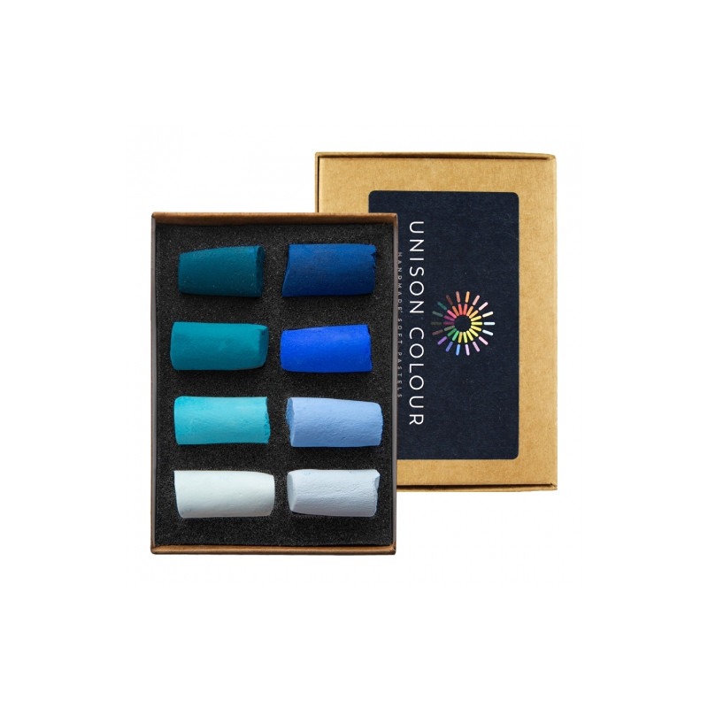 Unison Colour zestaw suchych niebieskich półpasteli w sztyfcie 8 szt -