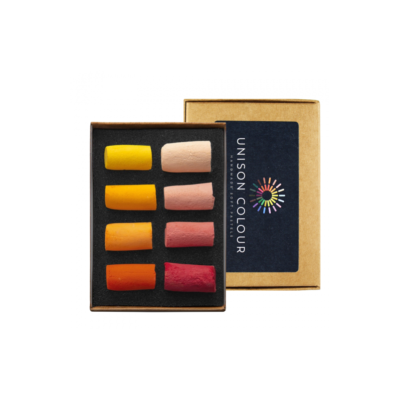Unison Color red/orange set of 8 dry semi-pastel sticks