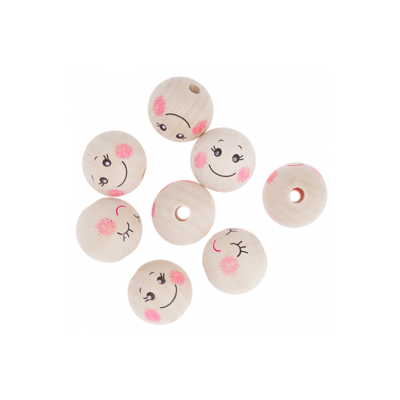 Dp craft drewniane koraliki z buźkami 8 szt - sklep plastyczny - szał