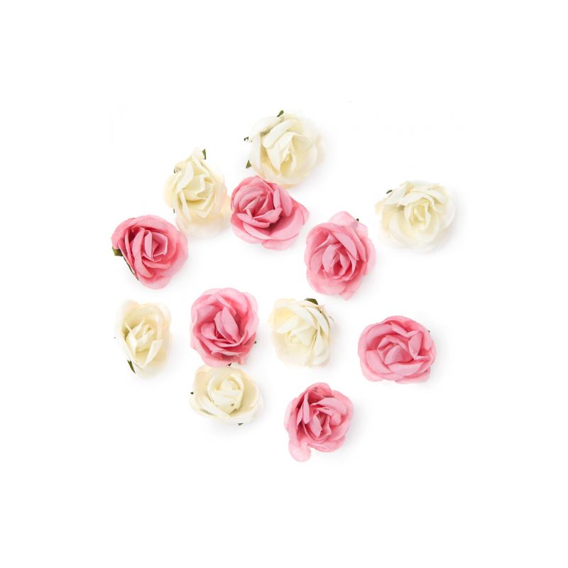 Dp craft róże papierowe 12 szt kremowe i łososiowe - sklep plastyczny