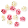 Dp craft róże papierowe 12 szt kremowe i łososiowe - sklep plastyczny