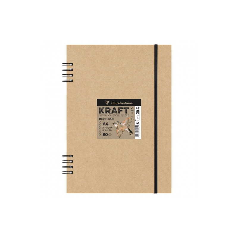 Clairefontaine kraft blok na spirali z gumką 80 ark - sklep plastyczny