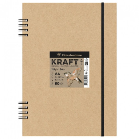 Clairefontaine kraft block on spiral with eraser 80 sheets
