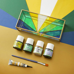 Pebeo vitrail glass set 9 paints 45 ml with accessories