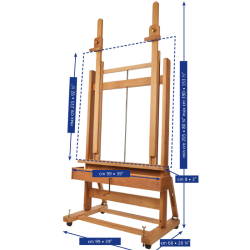 Mabef beech studio easel with a double mast and a crank