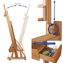 Mabef beech studio easel with a double mast and a crank