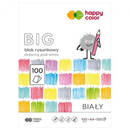 Happy Color big blok rysunkowy biały A4 100g 100ark - sklep plastyczny