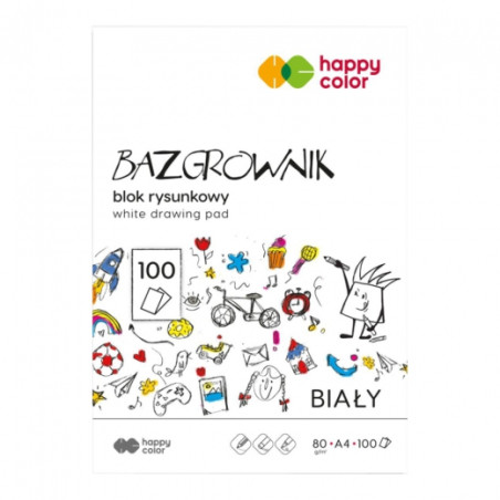 Happy Color bazgrownik blok rysunkowy biały A4 80g 100ark - sklep plas