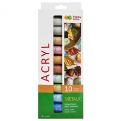 Happy Color set of 10 metallic acrylic paints 12 ml