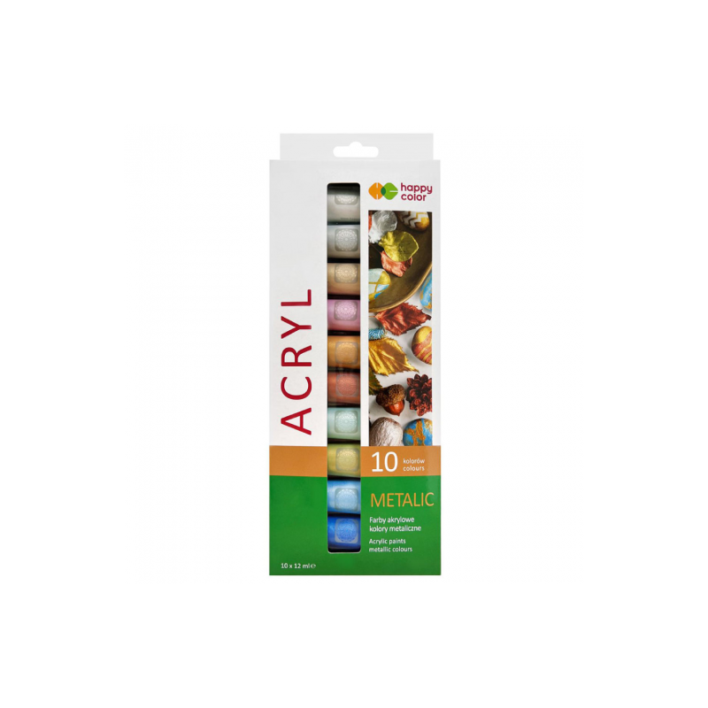 Happy Color set of 10 metallic acrylic paints 12 ml