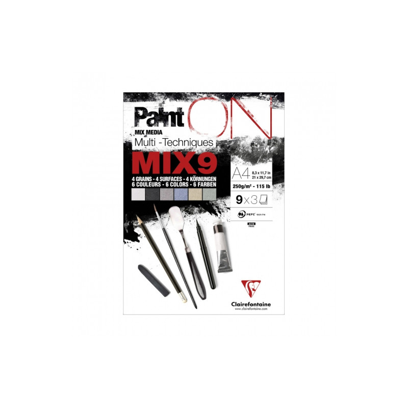 Clairefontaine paint on mix9 color block 250g 27 sheets