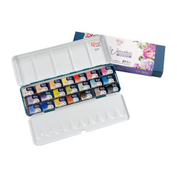 Rosa Gallery romantic set of watercolors in a cube of 21pcs metal case