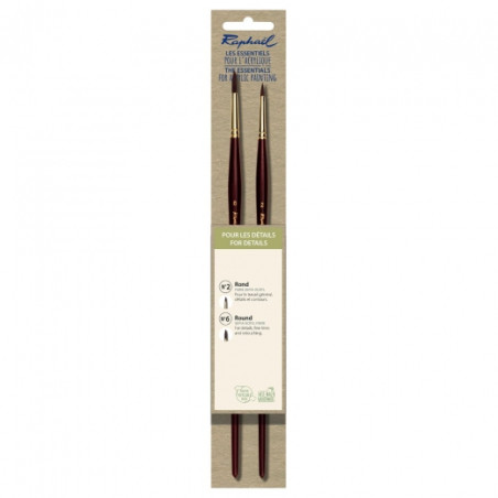 Raphael for details set of 2 synthetic round brushes with a long handl