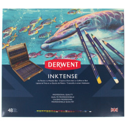 Derwent inktense zestaw kredek 48szt drewniana kasetka - sklep plastyc