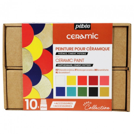 Pebeo ceramic zestaw 10 farb 45 ml z akcesoriami - sklep plastyczny -