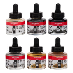 Talens lettering zestaw tuszów akrylowych 6x30ml - sklep plastyczny -