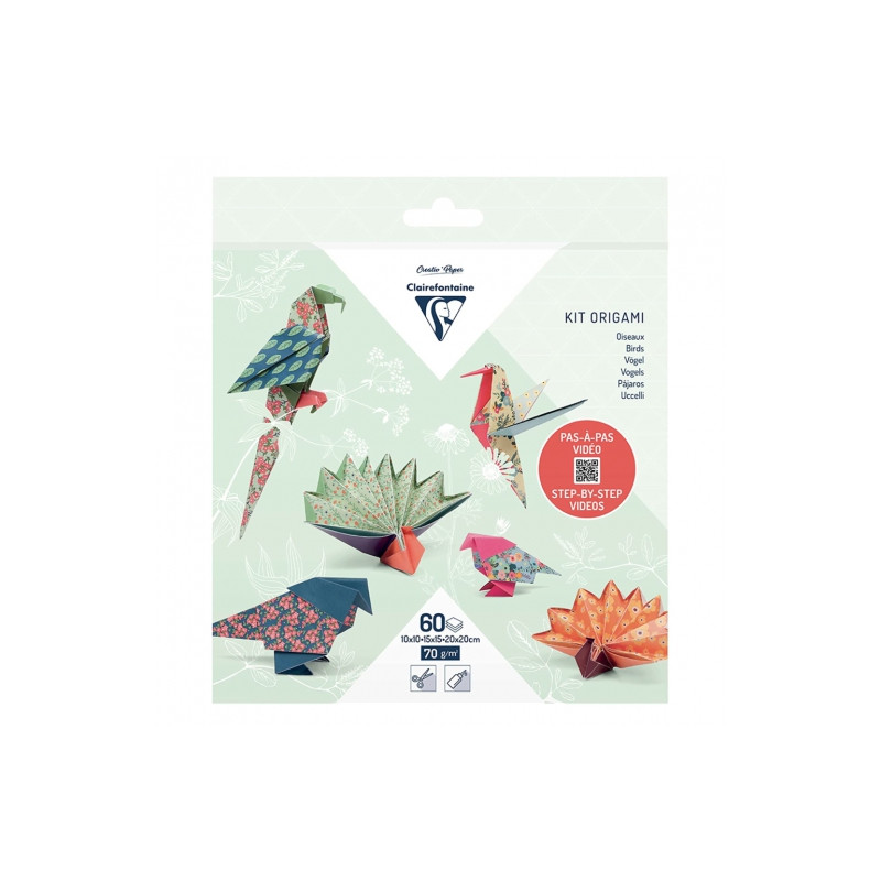 Claifrefontaine paper origami birds 10x10 15x15 20x20cm 60 sheets