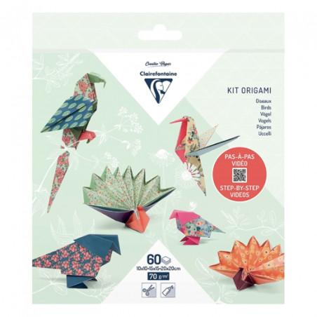 Claifrefontaine paper origami birds 10x10 15x15 20x20cm 60 sheets