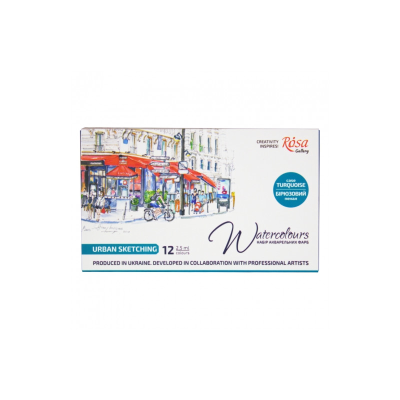 Rosa Gallery urban sketching set of watercolors in a cube of 12pcs met