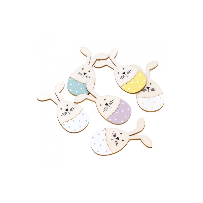DP craft wooden bunnies in easter eggs 8cm 6pcs