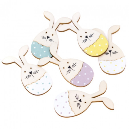 DP craft wooden bunnies in easter eggs 8cm 6pcs