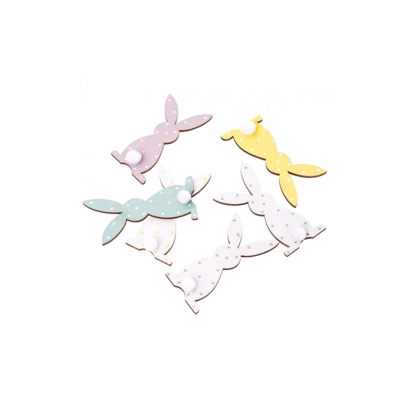 DP Craft wooden bunnies with dots 8cm 6pcs
